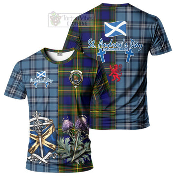 Moore Tartan T-Shirt Happy St. Andrew's Day Half Tartan Style