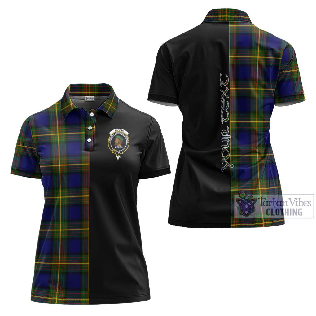 Moore Tartan Women's Polo Shirt with Family Crest and Half Of Me Style Women - Tartanvibesclothing Shop