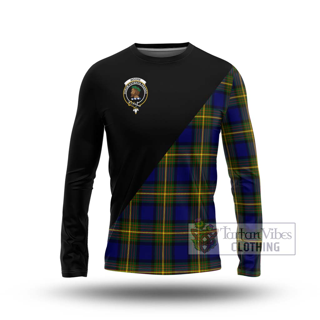 Tartan Vibes Clothing Moore Tartan Long Sleeve T-Shirt with Family Crest and Military Logo Style