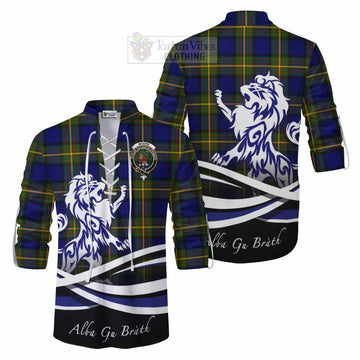 Moore Tartan Ghillie Kilt Shirt with Alba Gu Brath Regal Lion Emblem