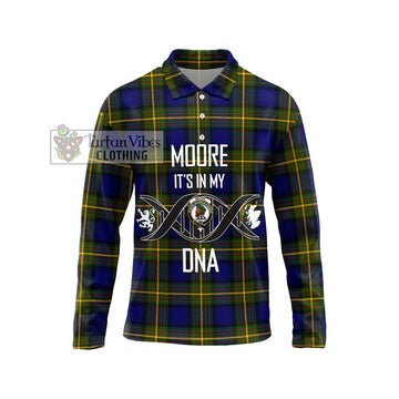 Moore Tartan Long Sleeve Polo Shirt with Family Crest DNA In Me Style