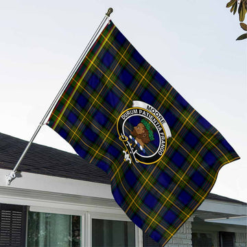 Moore Tartan House Flag with Family Crest