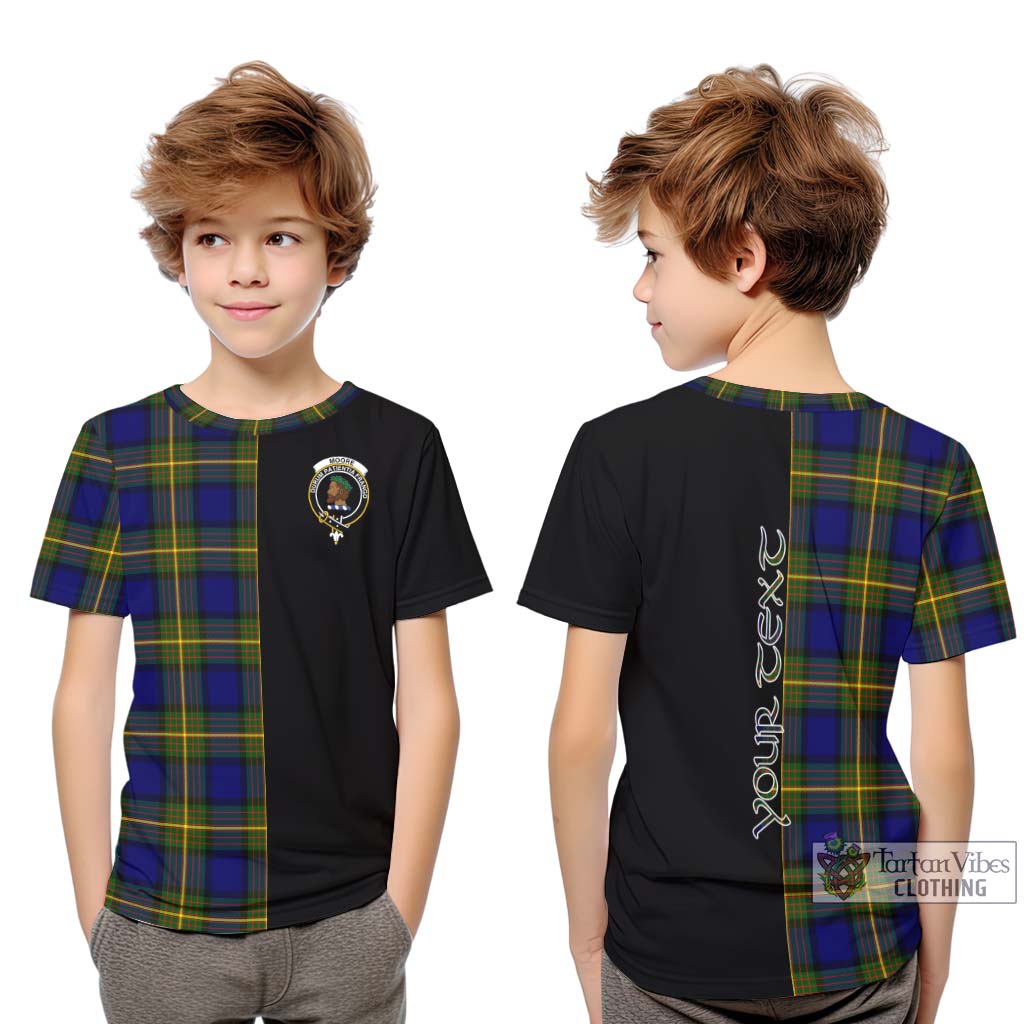 Tartan Vibes Clothing Moore Tartan Kid T-Shirt with Family Crest and Half Of Me Style