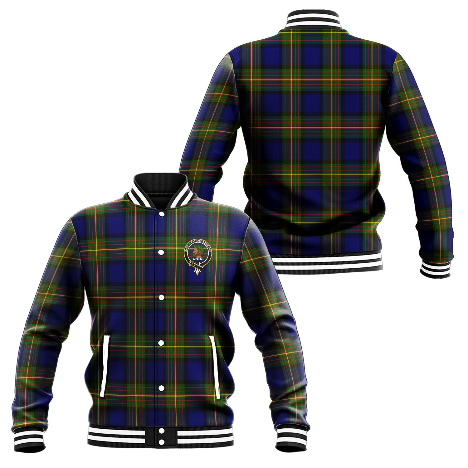 Moore Tartan Baseball Jacket with Family Crest Unisex - Tartan Vibes Clothing