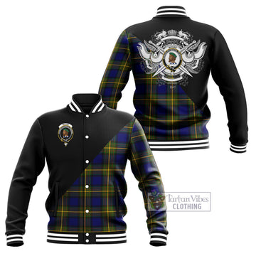 Moore Tartan Baseball Jacket with Family Crest and Military Logo Style