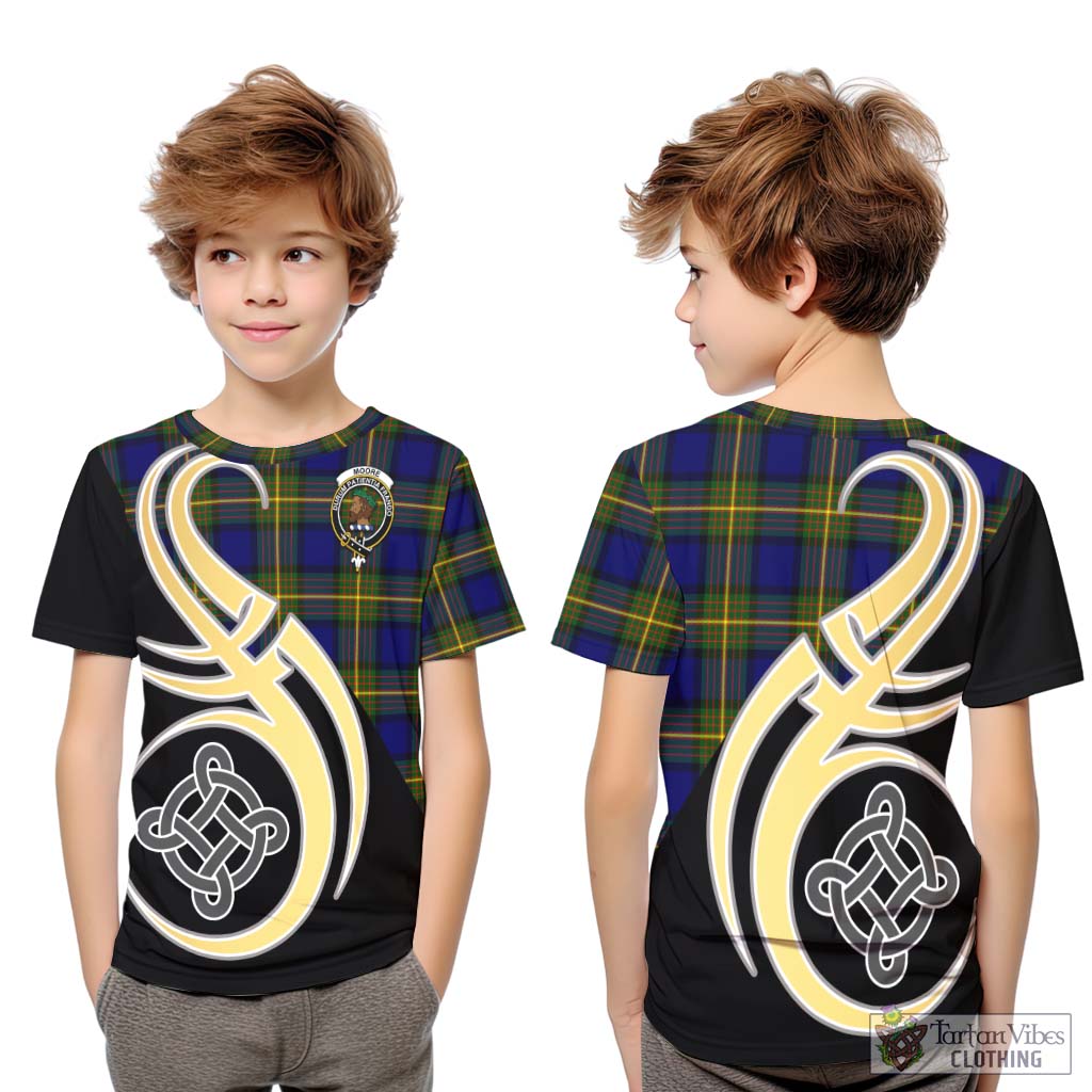 Moore Tartan Kid T-Shirt with Family Crest and Celtic Symbol Style Youth XL Size14 - Tartan Vibes Clothing