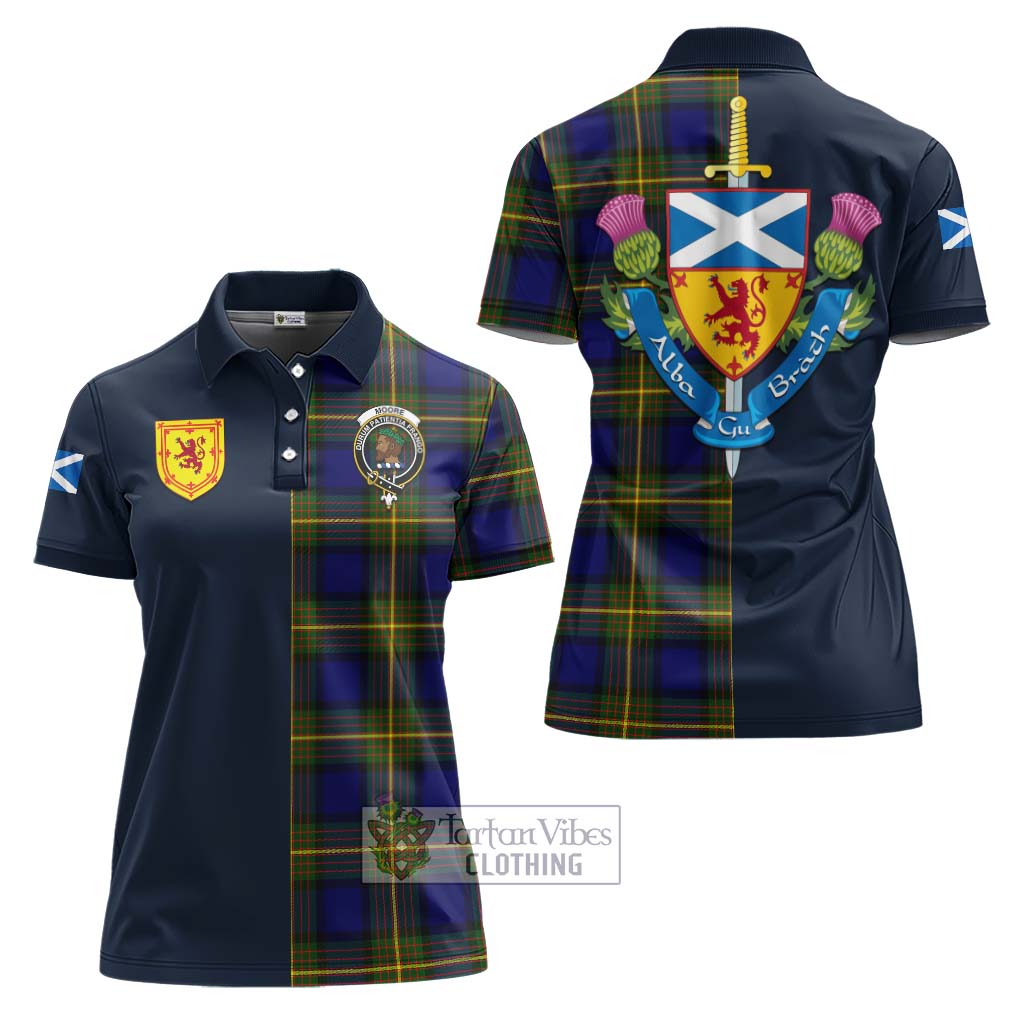 Tartan Vibes Clothing Moore Tartan Women's Polo Shirt with Scottish Lion Royal Arm Half Style