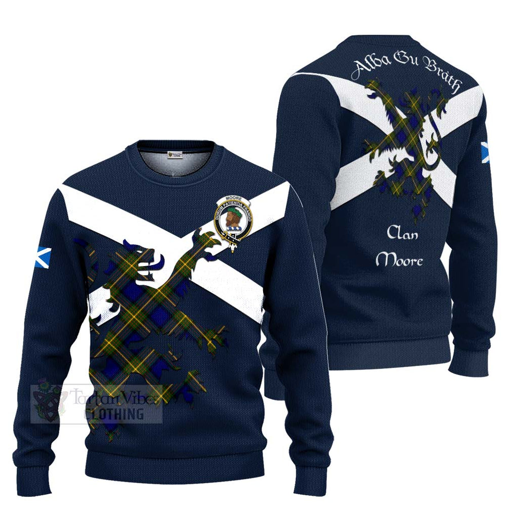 Tartan Vibes Clothing Moore Tartan Lion Rampant Knitted Sweater – Proudly Display Your Heritage with Alba Gu Brath and Clan Name