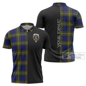 Moore Tartan Zipper Polo Shirt with Family Crest and Half Of Me Style