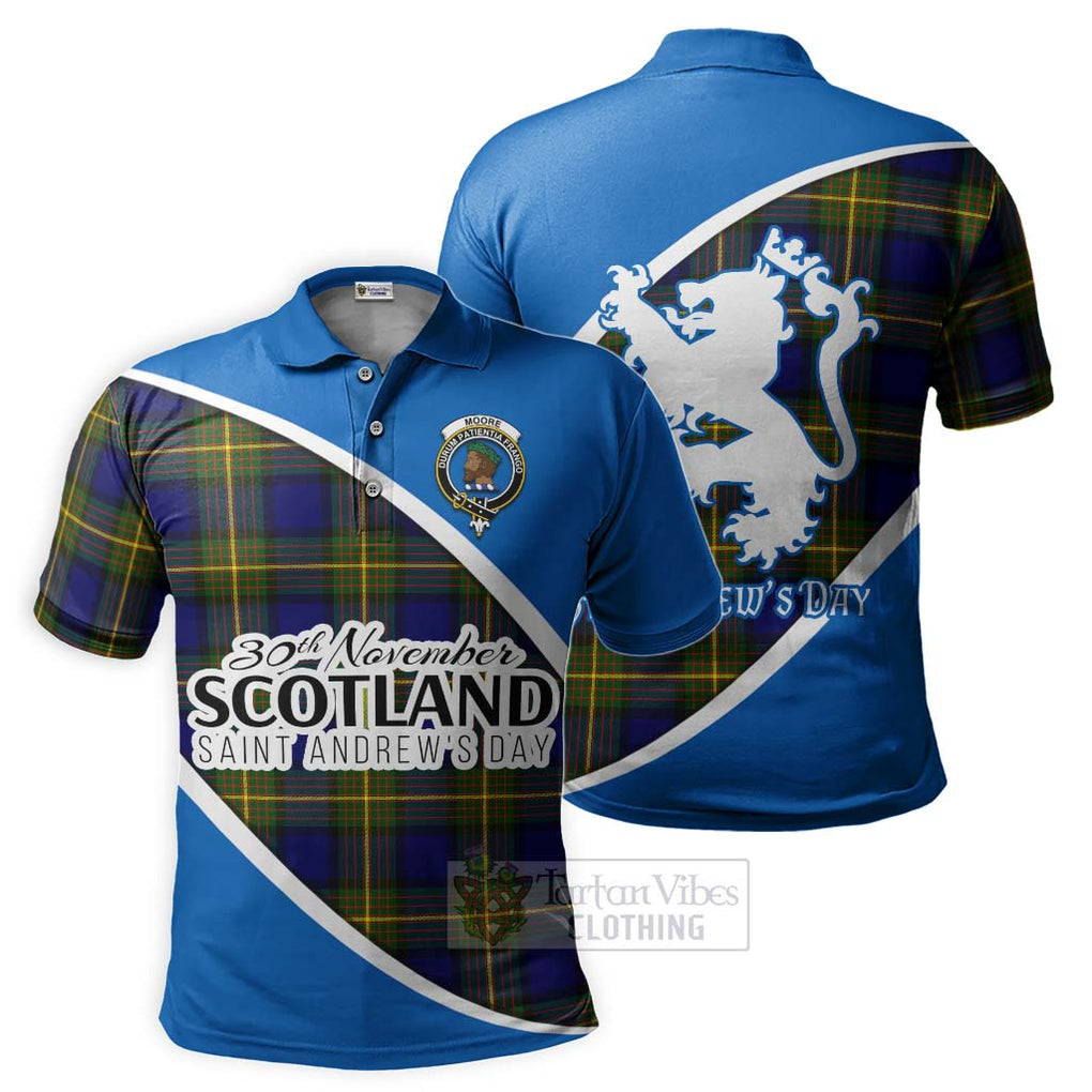 Tartan Vibes Clothing Moore Family Crest Tartan Polo Shirt Celebrate Saint Andrew's Day in Style