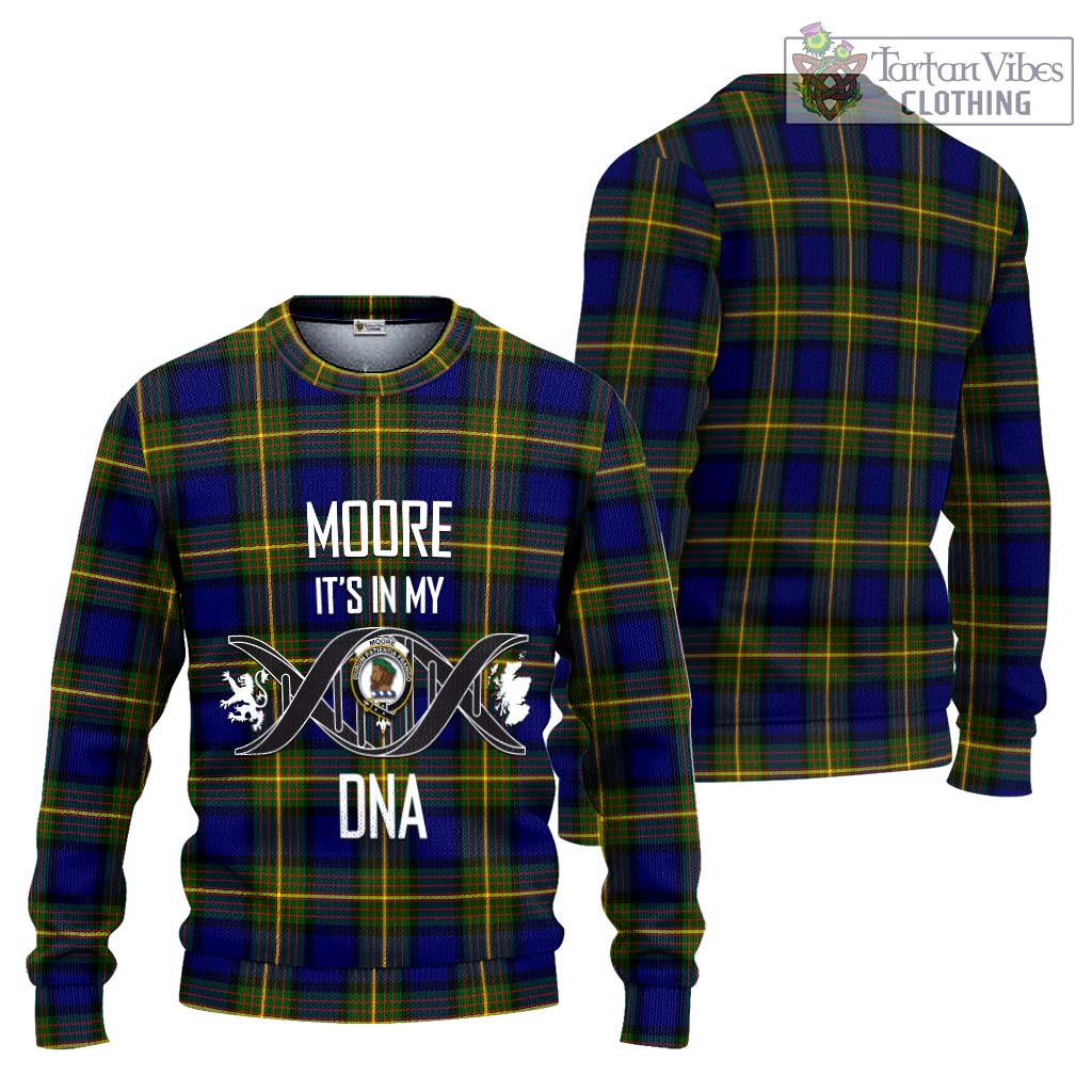 Tartan Vibes Clothing Moore Tartan Knitted Sweater with Family Crest DNA In Me Style