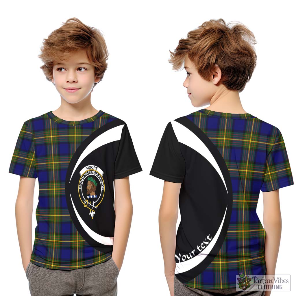 Tartan Vibes Clothing Moore Tartan Kid T-Shirt with Family Crest Circle Style