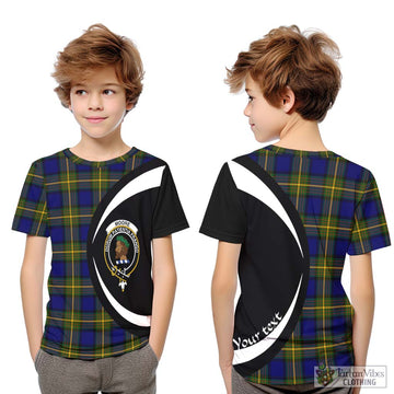 Moore Tartan Kid T-Shirt with Family Crest Circle Style