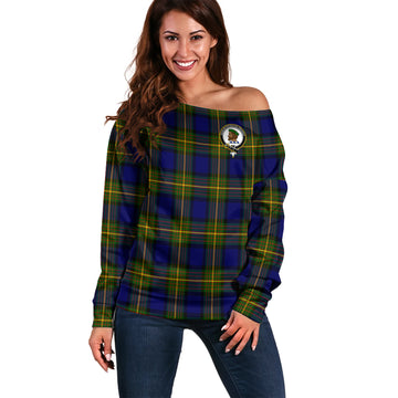 Moore Tartan Off Shoulder Women Sweater with Family Crest