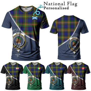 Moore Tartan T-Shirt with Personalised National Flag and Family Crest Half Style