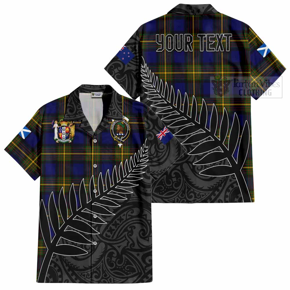 Tartan Vibes Clothing Moore Crest Tartan Short Sleeve Button Shirt with New Zealand Silver Fern Half Style