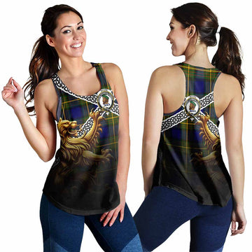 Moore Crest Tartan Women's Racerback Tanks with Golden Lion Emblem Celtic Style 4XL - Tartan Vibes Clothing