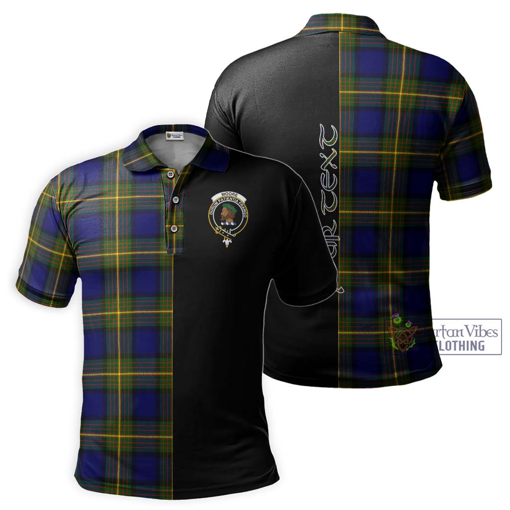 Tartan Vibes Clothing Moore Tartan Polo Shirt with Family Crest and Half Of Me Style