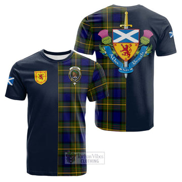 Moore Tartan Cotton T-shirt Alba with Scottish Lion Royal Arm Half Style