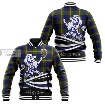 Moore Tartan Baseball Jacket with Alba Gu Brath Regal Lion Emblem