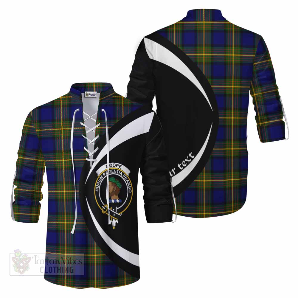 Tartan Vibes Clothing Moore Tartan Ghillie Kilt Shirt with Family Crest Circle Style