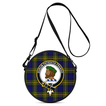 Moore Tartan Round Satchel Bags with Family Crest