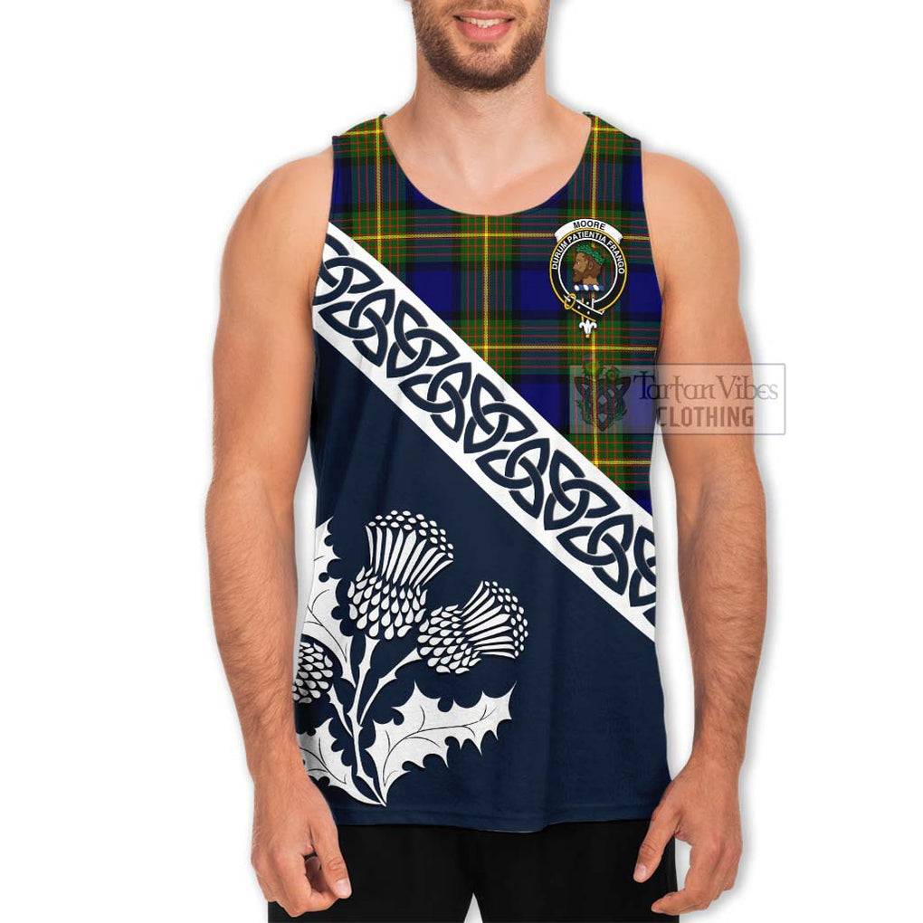 Tartan Vibes Clothing Moore Tartan Men's Tank Top Featuring Thistle and Scotland Map