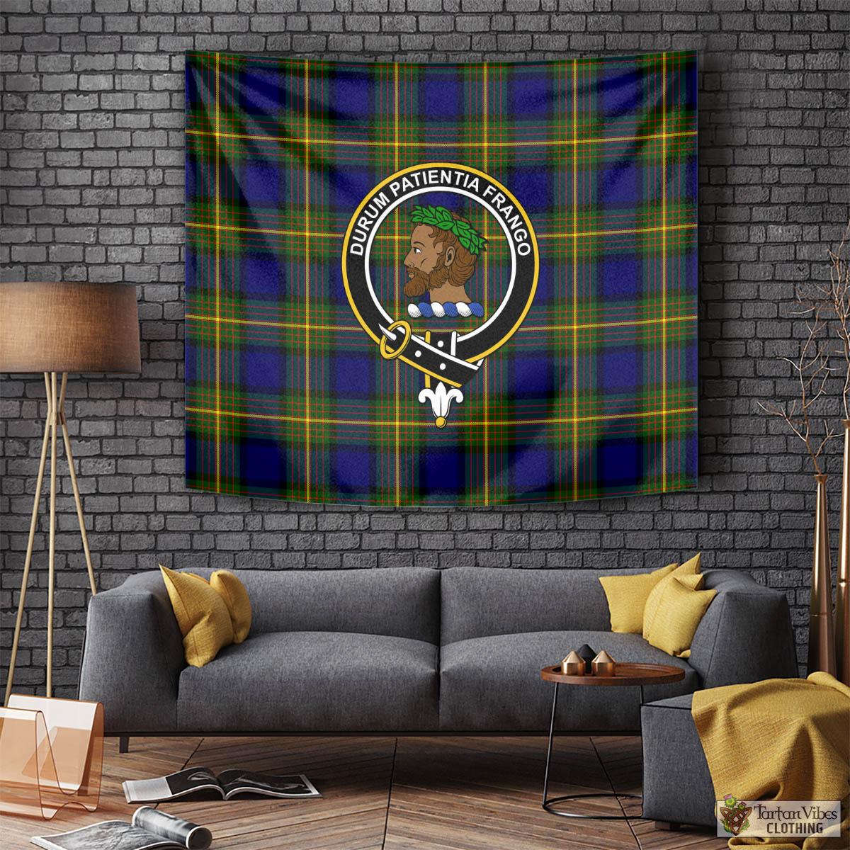 Tartan Vibes Clothing Moore Tartan Tapestry Wall Hanging and Home Decor for Room with Family Crest
