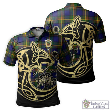 Moore Tartan Polo Shirt with Family Crest Celtic Wolf Style