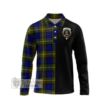 Moore Tartan Long Sleeve Polo Shirt with Family Crest and Half Of Me Style