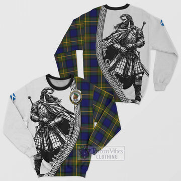 Moore Tartan Clan Crest Sweatshirt with Highlander Warrior Celtic Style