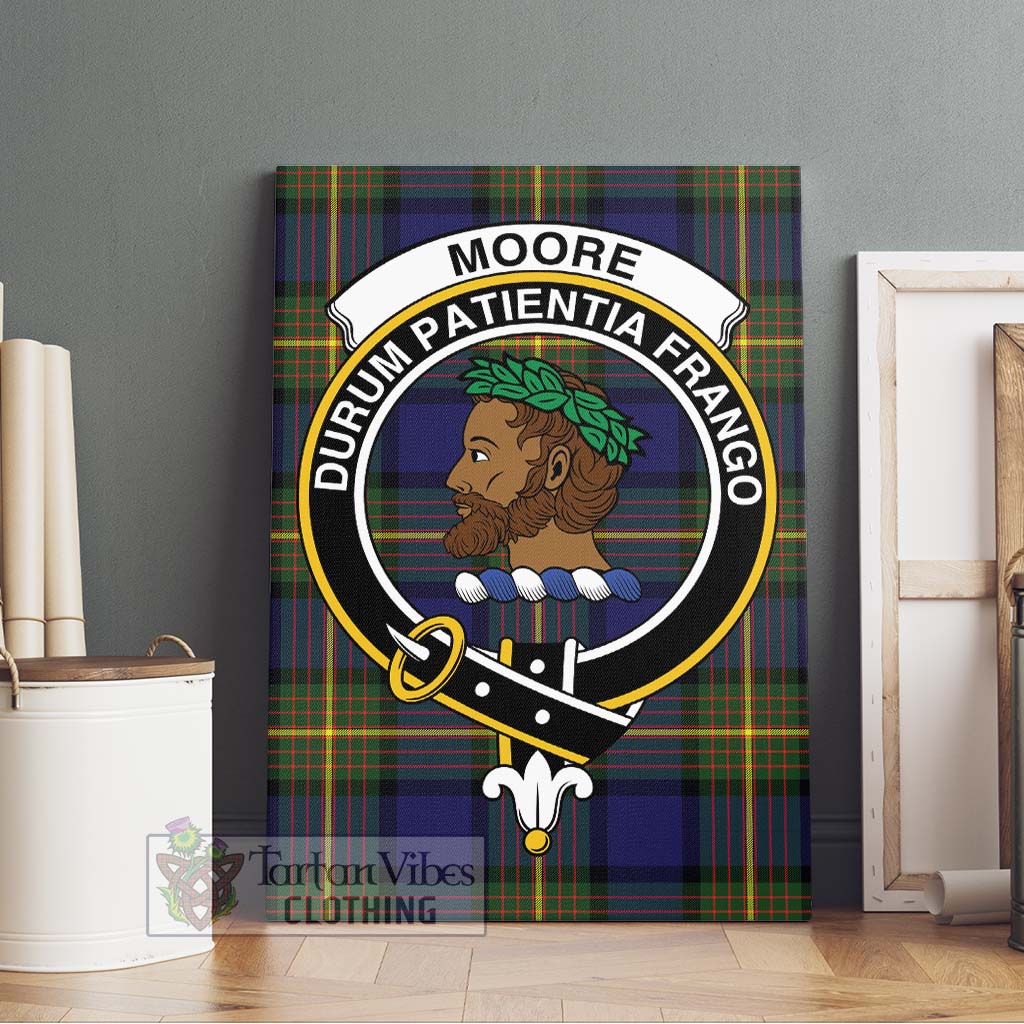 Tartan Vibes Clothing Moore Tartan Canvas Print Wall Art with Family Crest