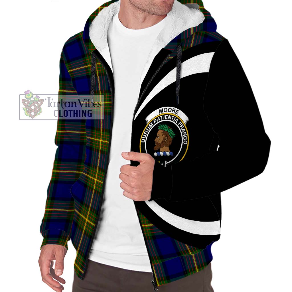 Moore Tartan Sherpa Hoodie with Family Crest Circle Style Unisex S - Tartan Vibes Clothing