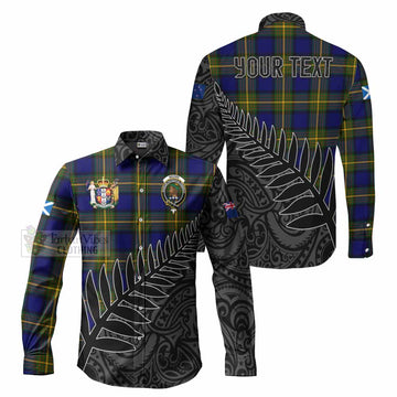 Moore Crest Tartan Long Sleeve Button Shirt with New Zealand Silver Fern Half Style