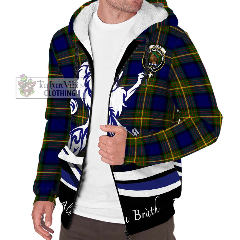 Moore Tartan Sherpa Hoodie with Alba Gu Brath Regal Lion Emblem Unisex S - Tartanvibesclothing Shop