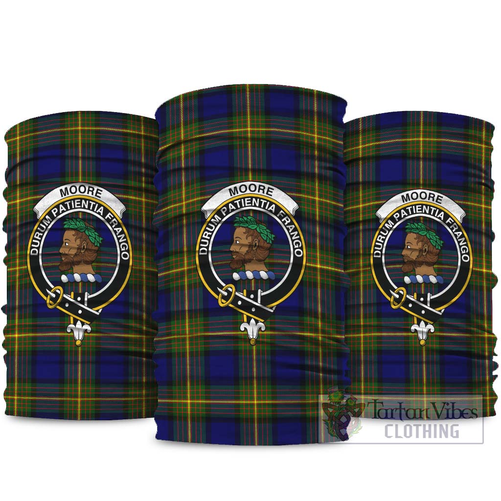 Moore Tartan Neck Gaiters, Tartan Bandanas, Tartan Head Band with Family Crest