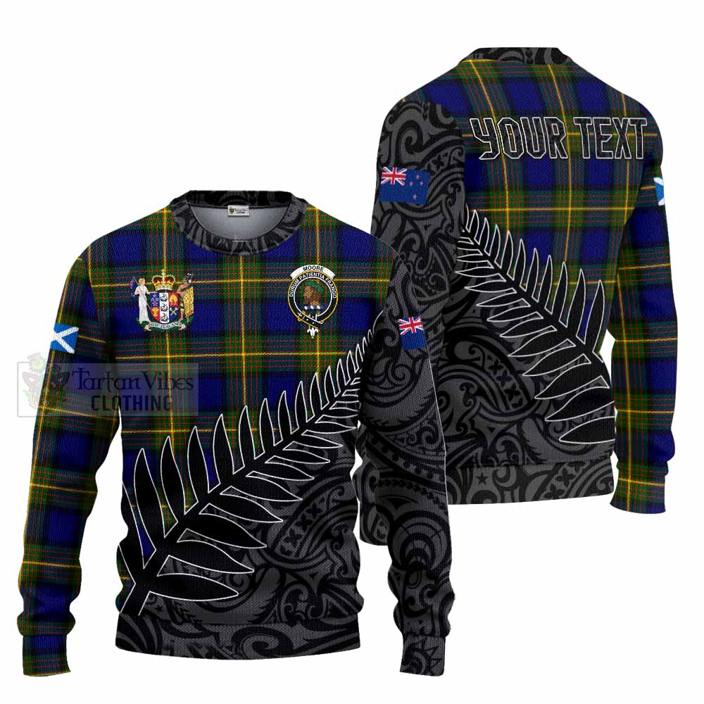 Tartan Vibes Clothing Moore Crest Tartan Knitted Sweater with New Zealand Silver Fern Half Style