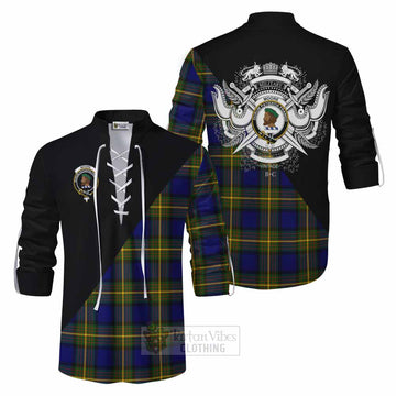 Moore Tartan Ghillie Kilt Shirt with Family Crest and Military Logo Style