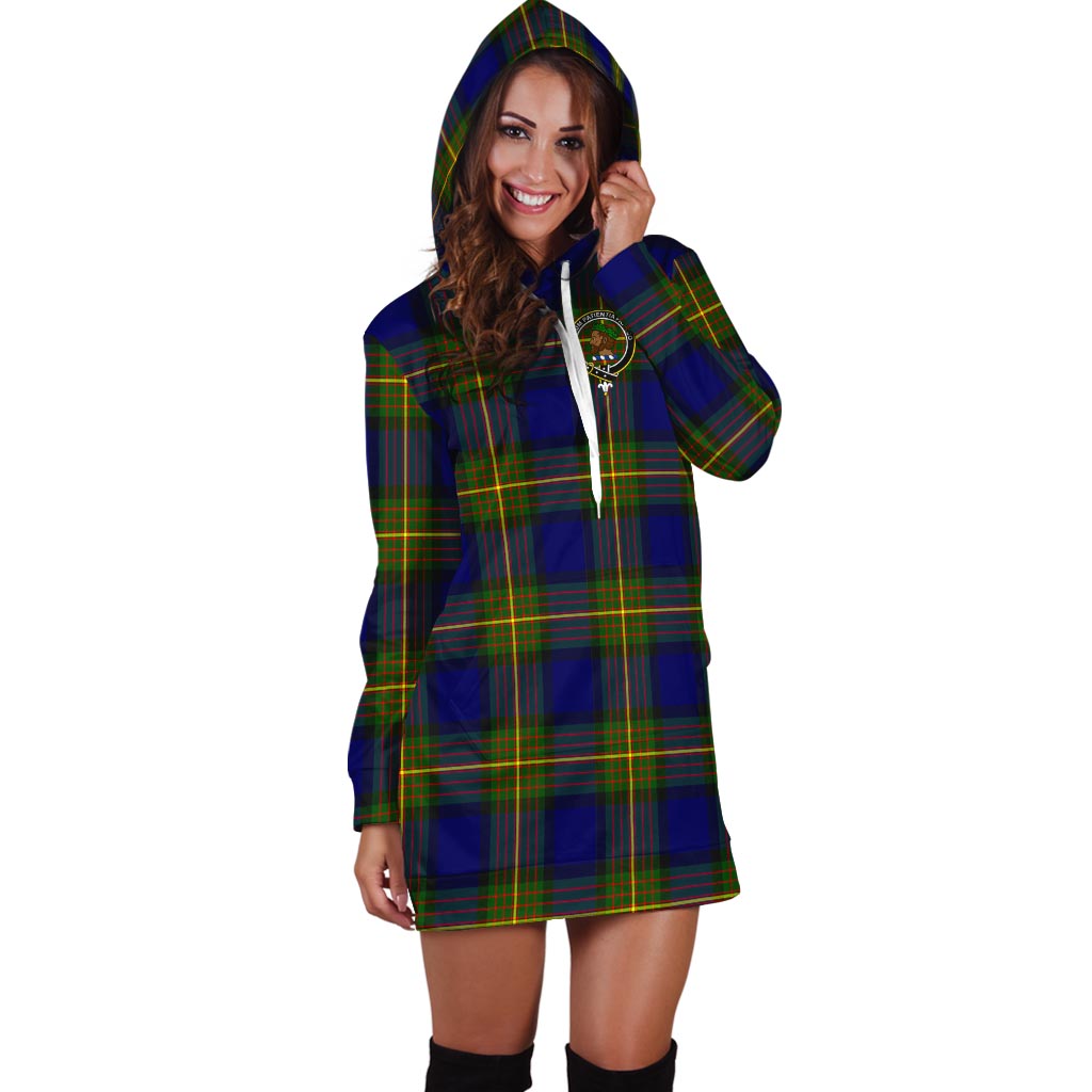 Moore Tartan Hoodie Dress with Family Crest - Tartanvibesclothing