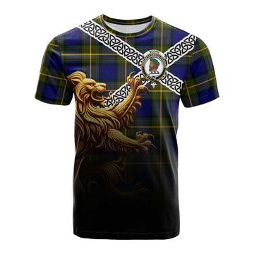Moore Crest Tartan Cotton T-shirt with Golden Lion Emblem Celtic Style Kid's Shirt - Tartan Vibes Clothing