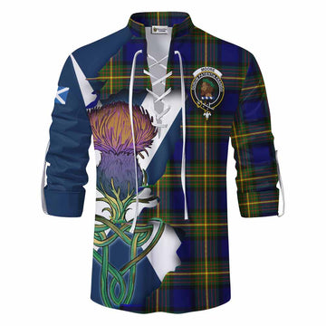 Moore Tartan Family Crest Ghillie Kilt Shirt Scottish Thistle Celtic Inspired Men - Tartan Vibes Clothing