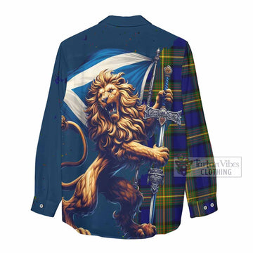 Moore Tartan Family Crest Women's Casual Shirt with Scottish Majestic Lion - Tartan Vibes Clothing
