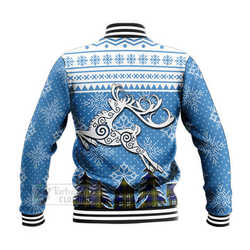 Moore Clan Christmas Baseball Jacket Celtic Reindeer Style - Tartan Vibes Clothing