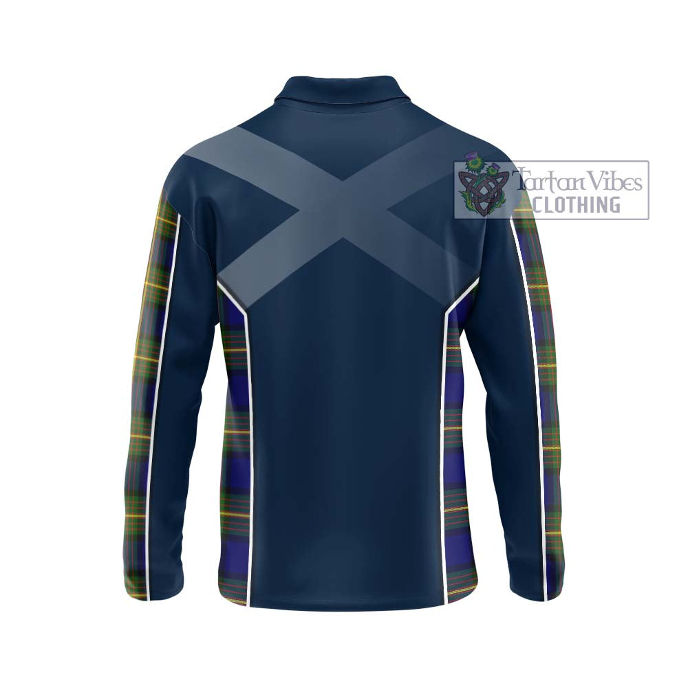 Tartan Vibes Clothing Moore Tartan Long Sleeve Polo Shirt with Family Crest and Lion Rampant Vibes Sport Style