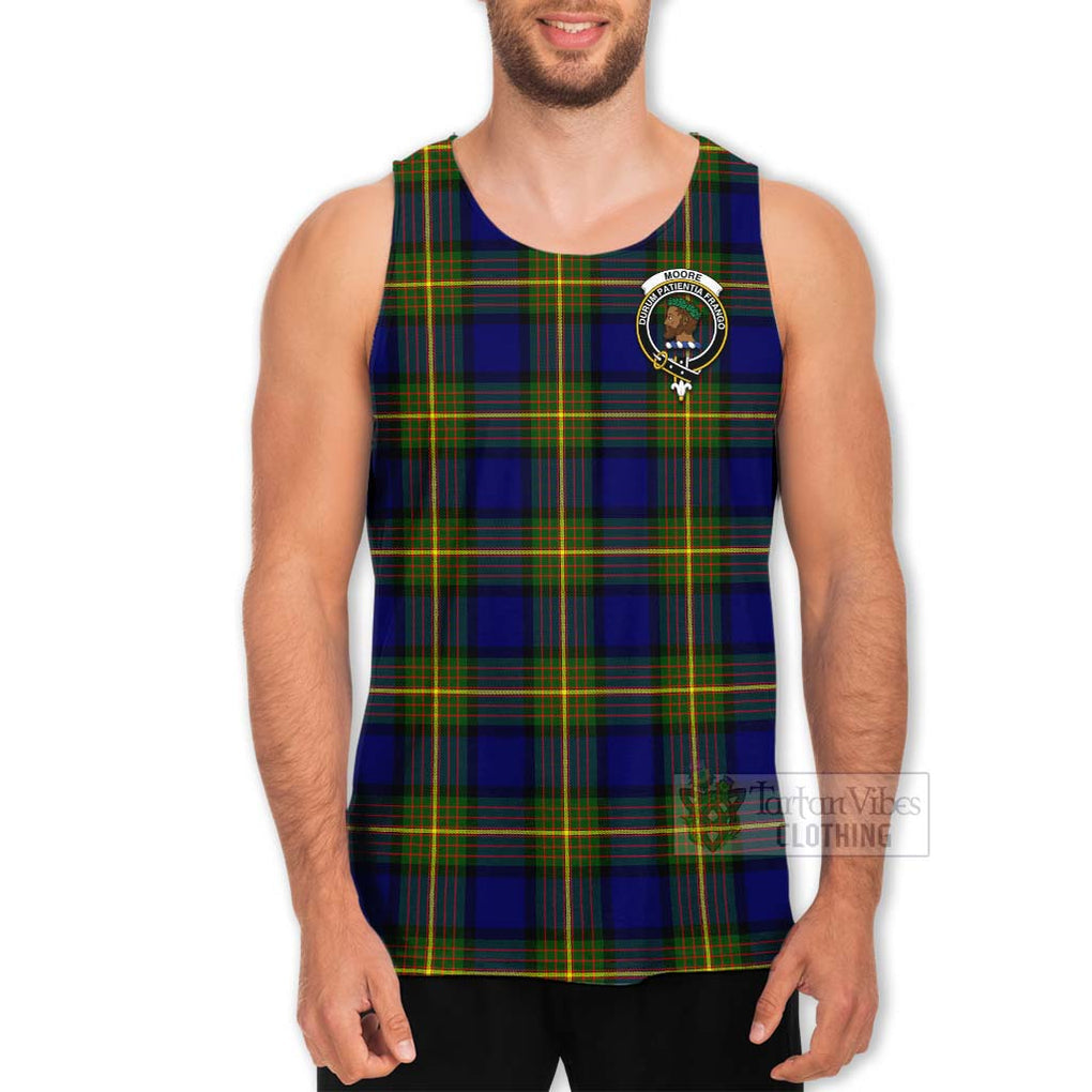 Tartan Vibes Clothing Moore Tartan Men's Tank Top with Family Crest Celtic Skull Style