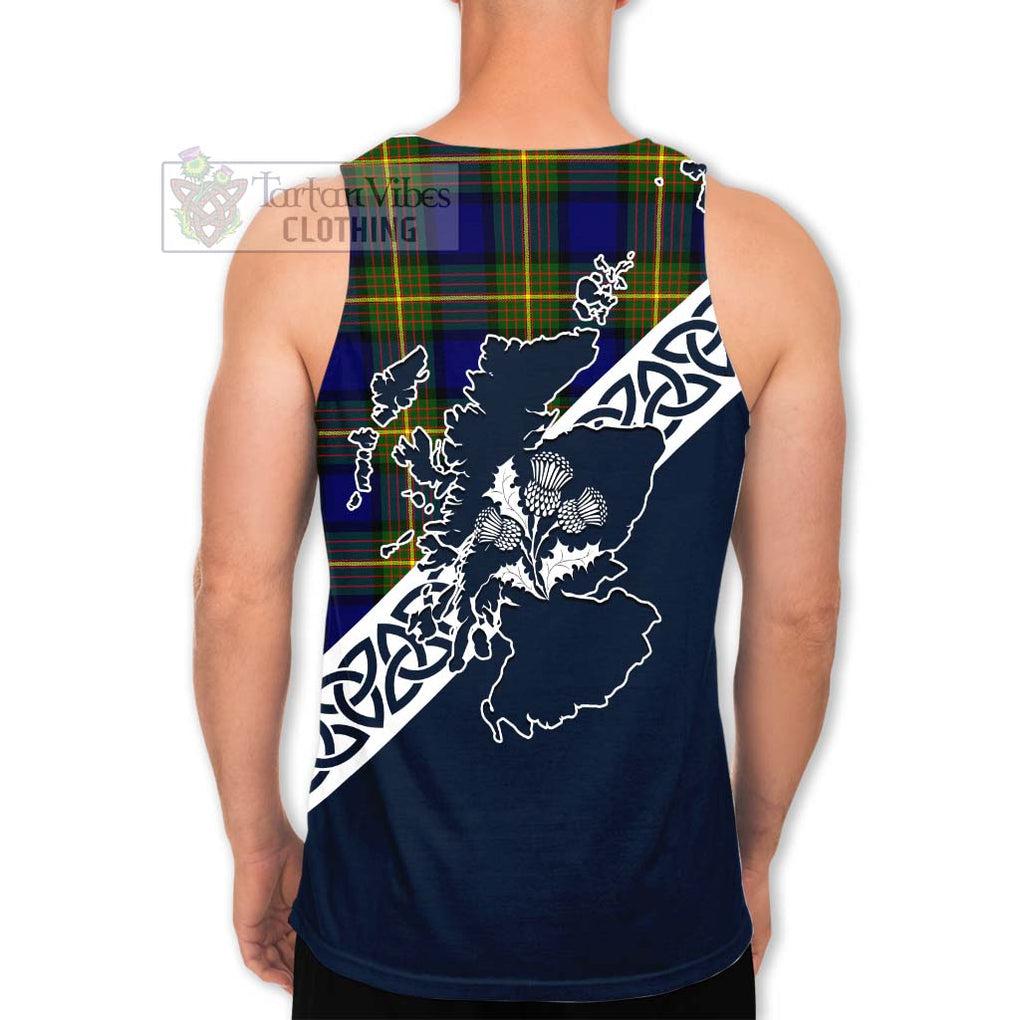 Tartan Vibes Clothing Moore Tartan Men's Tank Top Featuring Thistle and Scotland Map