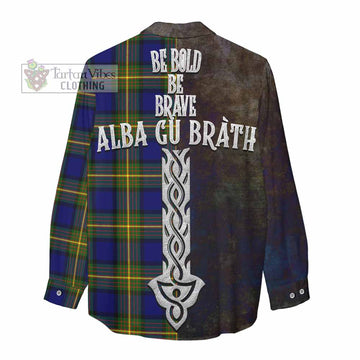 Moore Tartan Family Crest Women's Casual Shirt Alba Gu Brath Be Brave Lion Ancient Style - Tartan Vibes Clothing