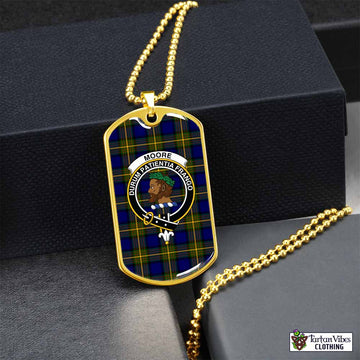 Moore Tartan Dog Tag Necklace with Family Crest