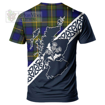 Moore Tartan T-Shirt Featuring Thistle and Scotland Map