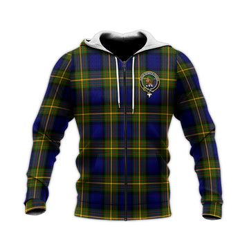 Moore Tartan Knitted Hoodie with Family Crest